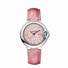 Cartier Ballon Bleu Pink Dial Alligator Leather Automatic Ladies Watch WSBB0002