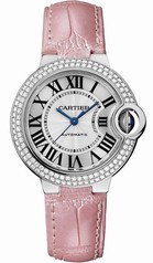 Cartier Ballon Bleu Silver Dial Pink Leather Ladies Watch WE902037