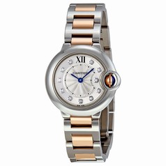 Cartier Ballon Bleu Silver Dial Steel and 18kt Rose Gold Ladies Watch WE902030