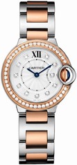 Cartier Ballon Bleu Silver Dial Two Tone Diamond Ladies Watch WE902076