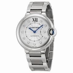 Cartier Ballon Bleu Silver Diamond Dial Stainless Steel Unisex Watch WE902075