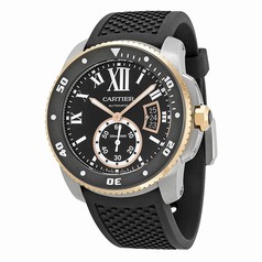 Cartier Calibre de Cartier Black Dial Black Rubber Men's Watch W7100055