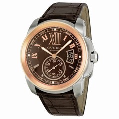 Cartier Calibre de Cartier Brown Dial Pink Gold Bezel Automatic Men's Watch W7100051