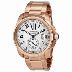 Cartier Calibre de Cartier Silver Dial 18K Rose Gold Automatic Men's Watch W7100018