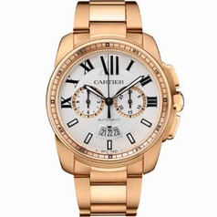 Cartier Calibre de Cartier Silver Dial 18kt Pink Gold Automatic Men's Watch W7100047