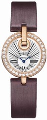 Cartier Captive Silver Dial Brown Satin Strap Diamond Ladies Watch WG600007