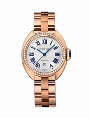 Cartier Cle Silver Flinque Dial 18K Pink Gold Diamond Ladies Watch WJCL0003