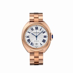 Cartier Clé Silvered Flinqué Dial 18k Rose Gold Men's Watch WGCL0002