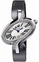 Cartier Delices de Cartier Silver Dial Satin Strap Ladies Watch WG800018