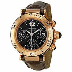 Cartier Pasha Black Dial 18kt Rose Gold Chronograph Men's Watch W3030018