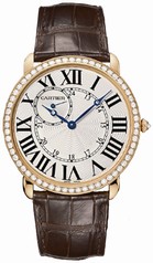 Cartier Ronde Louis Cartier Diamond Bezel Silver Dial 18 kt Rose Gold Men's Watch WR007001