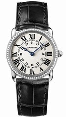 Cartier Ronde Louis Diamond Bezel Silver Dial 18 kt White Gold Ladies Watch WR000251