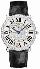 Cartier Ronde Louis Diamond Pave 18 kt White Gold Men's Watch WR007004