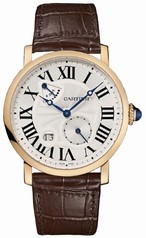 Cartier Rotonde 8 Days Power Reserve Silver Dial 18kt Rose Gold Brown Leather Men's Watch W1556203