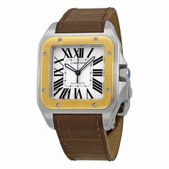 Cartier Santos 18kt Yellow Gold and Steel Automatic Men's Watch W20072X7