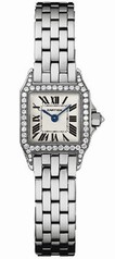 Cartier Santos Demoiselle Mini Model Diamond Bezel 18 kt White Gold Ladies Watch WF9005Y8