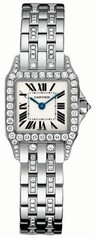 Cartier Santos Demoiselle Silver Dial White Gold Diamond Ladies Watch WF9003YC