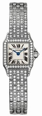 Cartier Santos Demoiselle Silver Dial White Gold Diamond Ladies Watch WF9005YA