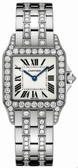 Cartier Santos Demoiselle Silver Dial White Gold Diamond Ladies Watch WF9010YC