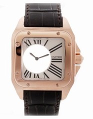 Cartier Santos Mysterieuse 18k Rose Gold and Alligator Leather Unisex Watch W20115Y1