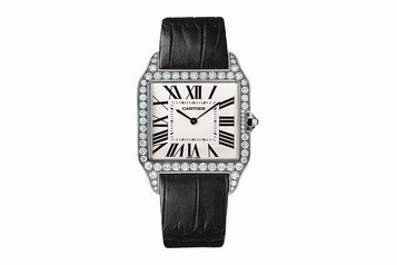 Cartier Santos-Dumont Diamond Bezel Manual Wind 18 kt White Gold Men's Watch WH100651