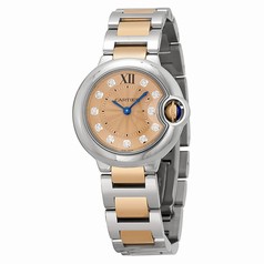 Cartier Silver Dial 18kt Rose Gold and Stainless Steel Ladies Watch WE902052