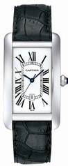 Cartier Tank Americaine Automatic Silver Dial 18 kt White Gold Men's Watch W2603256