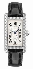 Cartier Tank Americaine Diamond Bezel Automatic 18 kt White Gold Ladies Watch WB710002