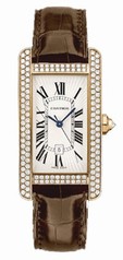 Cartier Tank Americaine Silver Dial Brown Leather Unisex Watch WB704751