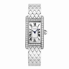 Cartier Tank Americaine Silver Dial White Gold Bracelet Ladies Watch WB710009