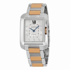 Cartier Tank Anglaise Automatic Silver Dial 18kt Pink Gold and Stainless Steel Ladies Watch WT100025
