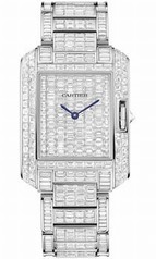 Cartier Tank Anglaise Baguette Diamond Pave Dial 18kt White Gold Unisex Watch HPI00585