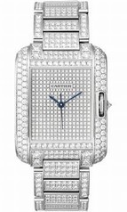 Cartier Tank Anglaise Diamond Pave 18kt White Gold Automatic Men's Watch HPI00561