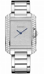 Cartier Tank Anglaise Diamond Pave Dial 18kt Rose Gold Ladies Watch WT100011