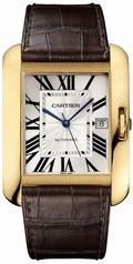 Cartier Tank Anglaise Large Silver Dial Brown Leather Strap Men's Watch W5310032