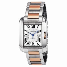 Cartier Tank Anglaise Medium Automatic Silver Dial 18 kt Rose Gold and Steel Unisex Watch W5310007