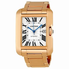 Cartier Tank Anglaise Silver Dial 18k Rose Gold Men's Watch W5310002