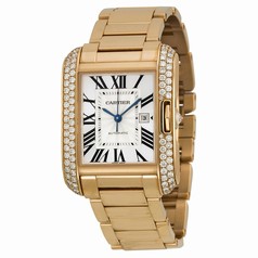Cartier Tank Anglaise Silver Dial 18kt Pink Gold Men's Watch WT100003