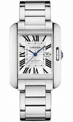Cartier Tank Anglaise Silver Dial 18kt White Gold Ladies Watch W5310024