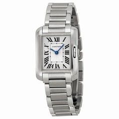 Cartier Tank Anglaise Silver Dial Stainless Steel Bracelet Ladies Watch W5310022
