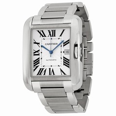Cartier Tank Anglaise Silver Dial Stainless Steel Men's Watch W5310008