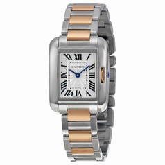 Cartier Tank Anglaise Small Automatic Silver Dial 18 kt Rose Gold and Steel Ladies Watch W5310019