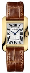 Cartier Tank Anglaise Small Silver Dial Ladies Brown Leather Strap Watch W5310028