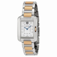 Cartier Tank Anglaise Small Silver Dial Stainless Steel 18kt Rose Gold Ladies Watch WT100024