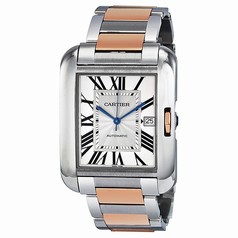 Cartier Tank Anglaise XL Automatic Silver Dial 18 kt Rose Gold and Steel Men's Watch W5310006
