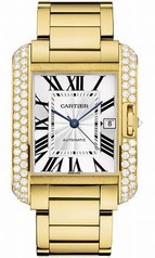 Cartier Tank Anglasie Silver And Laquered Flinque Dial 18kt Yellow Gold Men's Watch Wt100007