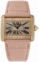 Cartier Tank Divan 18kt Yellow Gold Diamond Pink Mini Ladies Watch WA301071