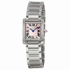 Cartier Tank Francaise Steel Pink Mother-of-Pearl Ladies Watch W51028Q3