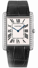 Cartier Tank Louis Silver Dial Black Leather Men's Watch WT200006