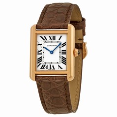 Cartier Tank Solo Silver Dial Brown Leather Strap Ladies Watch W5200024
